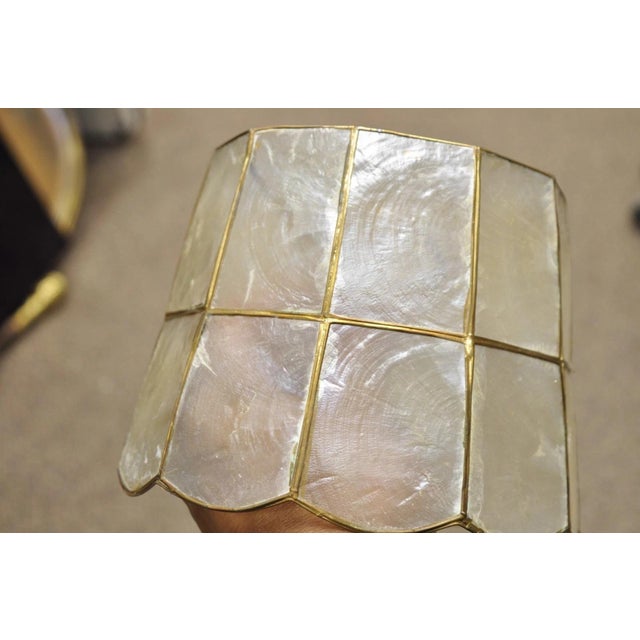Vintage Italian Hollywood Regency Capiz Shell Gold 8.5" Round Clip on Lamp Shade For Sale - Image 15 of 18