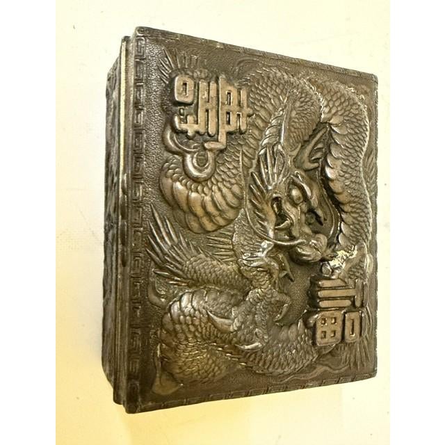 1920s Antique Japanese High-Relief Dragon Metal Trinket Box, Circa 1920 For Sale - Image 5 of 18