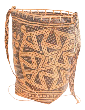 1950s Traditional Ethnic Woven Ajat Basket Borneo Indonesia