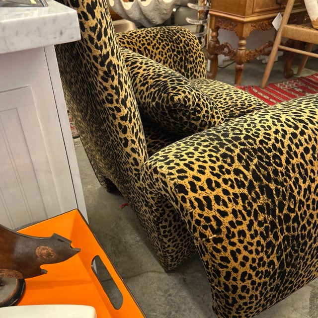 Brown Curvaceous Leopard Print Custom Arm Chair For Sale - Image 8 of 9