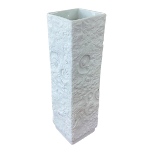 Vintage 1970s Kaiser Ammonites Sea Shell Fossil Matte White Porcelain Vase / Vessel