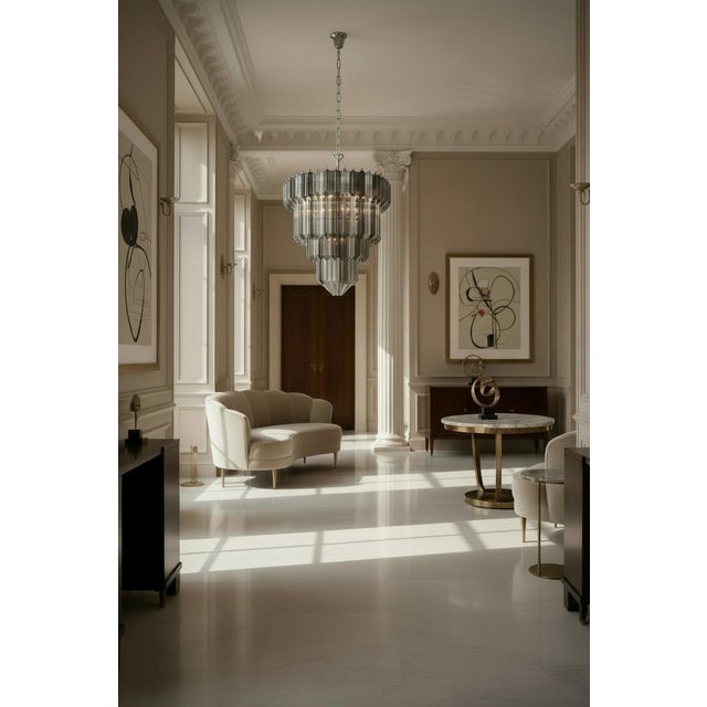 2020s Murano Glass Chandelier | 111 Dark Quadriedri Prism (3 Gray Shades) For Sale - Image 5 of 5