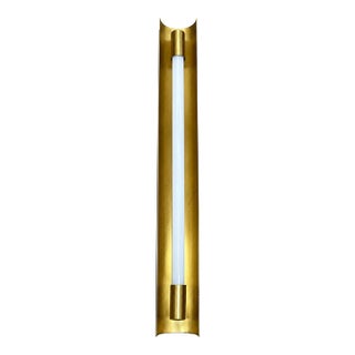 1950s Minimalist Brass Bathroom Wall Light Bath Sconce Damp Rated For Sale