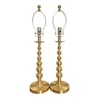 Ralph Lauren Brushed Gold Stacked Sphere Buffet Lamp Bases, a Pair For Sale