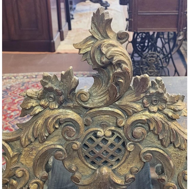 Wood Antique French Gild Wood & Plaster Wall Mirror For Sale - Image 7 of 15