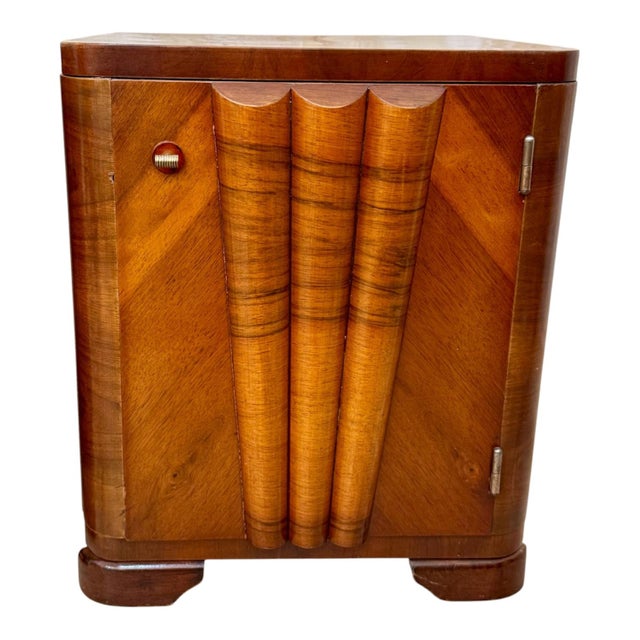 Art Deco Nightstands in Walnut Root Veneer with Conical Columns, 1930s, Set of 2 For Sale - Image 10 of 14