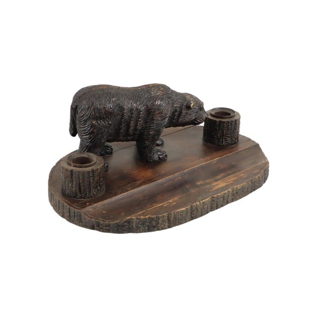 Large Antique Black Forest Bear Pen Holder and Inkwell, 1890s For Sale - Image 3 of 11