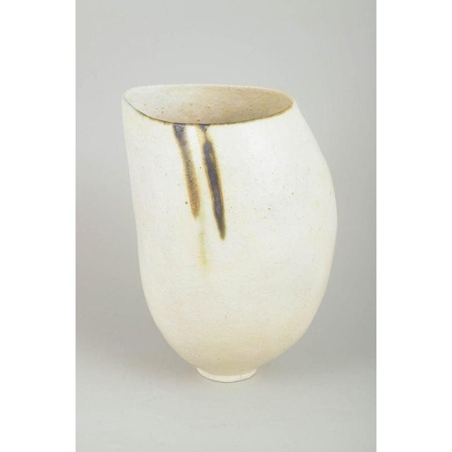 European Asymmetric Studio Pottery Stoneware Vase, 1980s For Sale - Image 3 of 6