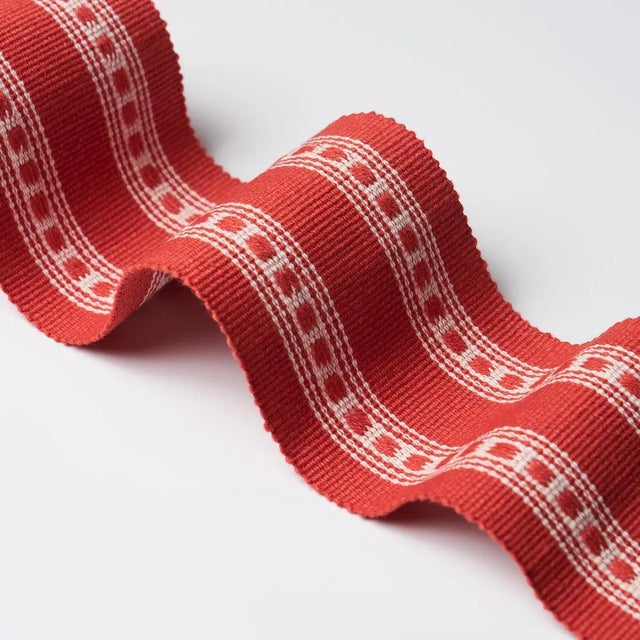 Contemporary Schumacher Lubeck Tape In Red For Sale - Image 3 of 4