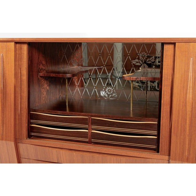 Wood Mid-Century Danish Modern Teak High Sideboard or Bar Cabinet 1960s For Sale - Image 7 of 17