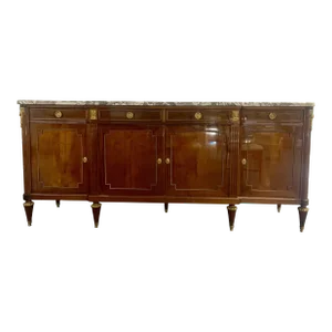 Maison Jansen Louis XVI Style Sideboard, Cabinet, Credenza, Bronze, Marble Top