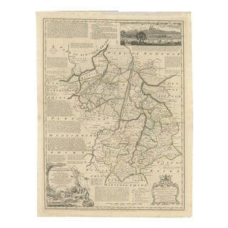 Large Antique Map of Cambridgeshire by Emanuel Bowen, 1760 For Sale