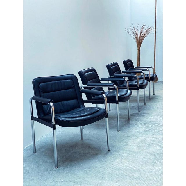 1980s Vintage 8400 Chairs in Leather by Jorgen Kastholm for Kusch & Co., Germany, 1980s, Set of 4 For Sale - Image 5 of 18