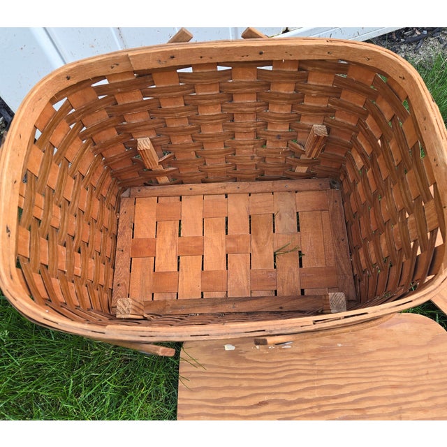 Brown Double Decker Wooden Picnic Basket For Sale - Image 8 of 10