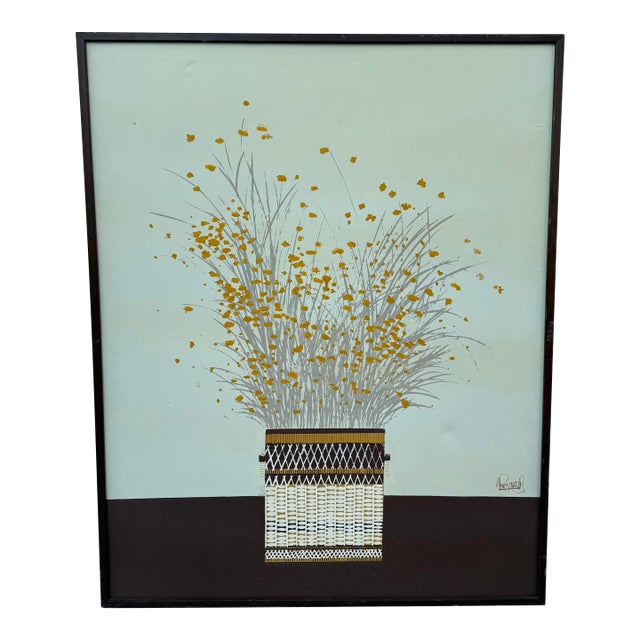 1960s Lee Reynolds Flora Still Life Canvas Painting 51” X 41” Mid Century Modern For Sale