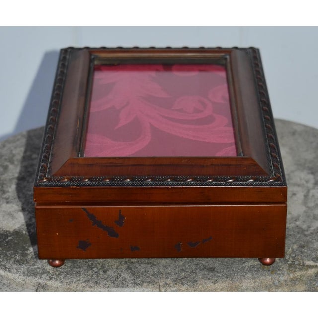 Wood Vintage Mahogany Musical Jewelry Box /Velvet Interior For Sale - Image 7 of 12