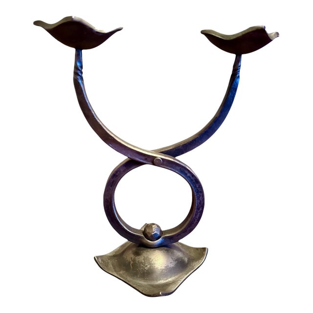 Hefaistos Prague Forged Iron Taurus Zodiac Candle Holder-Arts Crafts-Czech-Metal For Sale