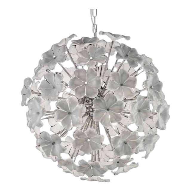 21st Century White Lotus Sputnik Chandelier by Fabio LTD For Sale