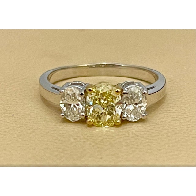GIA Certified Natural Fancy Yellow & White Diamond Three Stone Engagement Ring For Sale - Image 18 of 18