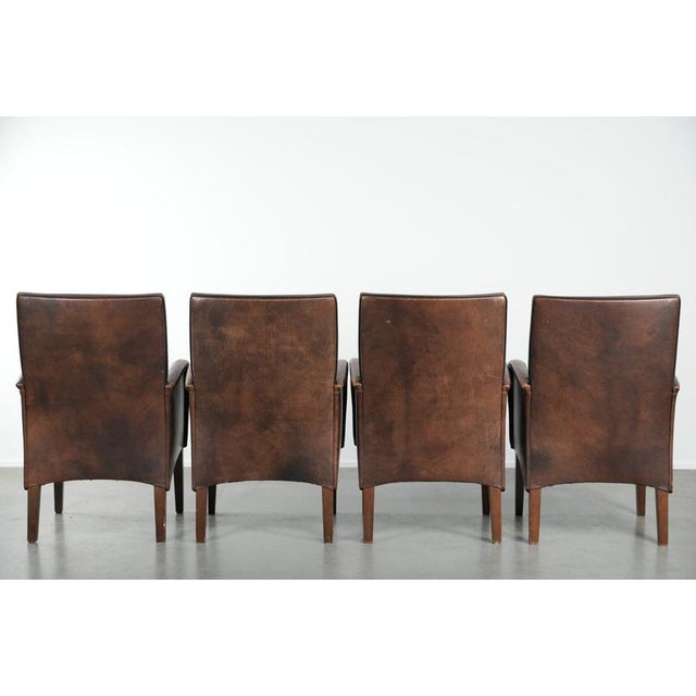 Dining Armchairs in Cowhide Leather, Set of 4 For Sale - Image 4 of 18
