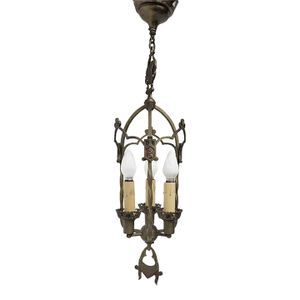 Vintage 1900 Cathedral Gothic Medieval Viking Knights Castle Chandelier