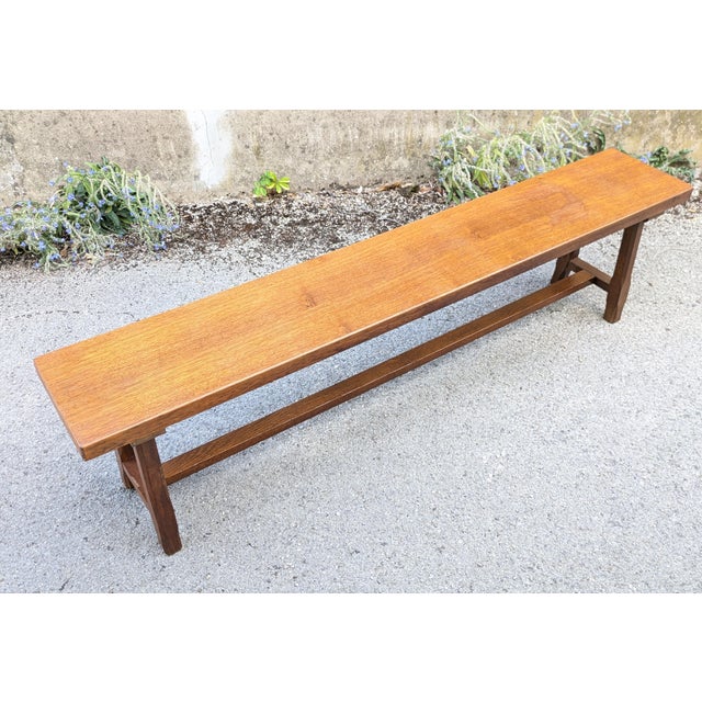 Rustic Oak Bench, France, 1970 For Sale - Image 12 of 14