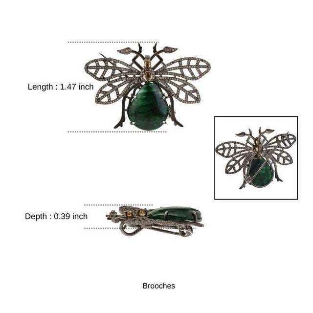 Exquisite 15.35 Carat Emerald, Citrine and Diamond Beetle Brooch Pendant For Sale - Image 12 of 14
