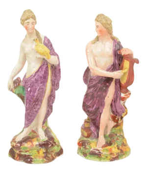 Antique 18th Century English George III Staffordshire Pearlware Figures of Venus and Apollo - 2 Pieces
