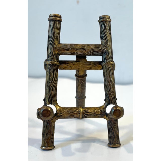 Vintage Italian Gold Metal Faux Bamboo Petite Easel For Sale - Image 9 of 11