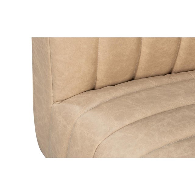 Modern Channel Tufted White Leather Sofa For Sale - Image 11 of 13