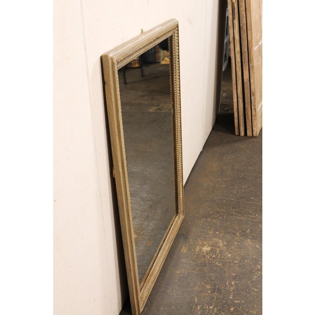 19th Century French Classical Taupe Painted Wood Wall Mirror For Sale - Image 4 of 10
