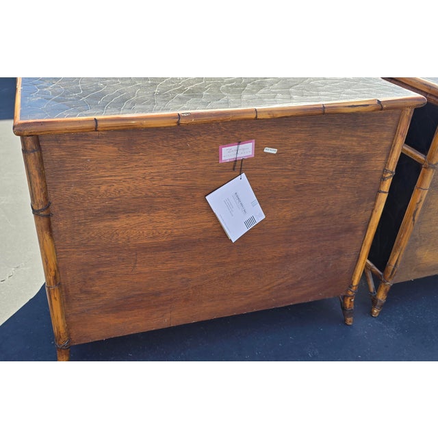 Pair of Vintage Baker Furniture Bamboo Rattan Nightstands Black Lacquer Cabinets For Sale - Image 18 of 18