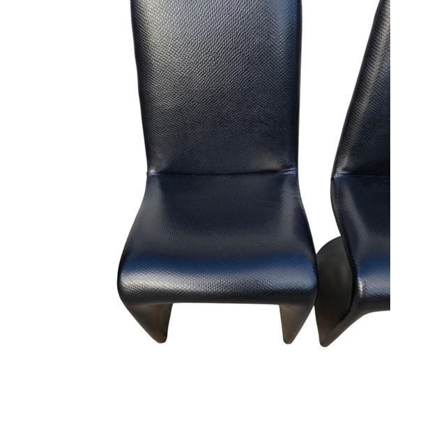 Vintage Mid Century Faux Snakeskin Cantilever S Side Chairs Panton 1-2-3 Style For Sale - Image 11 of 14