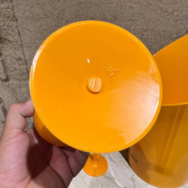 For your consideration, a set of four wine champagne flute glasses and ice bucket. French Veuve Clicquot Orange Champagne...