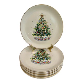 1950’s “Christmas Eve” by Salem China Dinner Plates - A Set of 8 For Sale