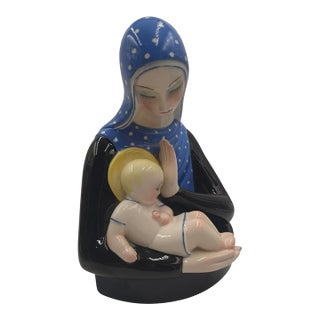 Vintage Lenci Ceramic Figurine - Seated Girl Attributed to Helen König Scavini - Italy, 8" For Sale