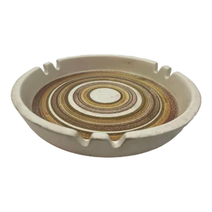 Mid Century Handmade Ceramic Round Ashtray Signed by Sascha Brastoff