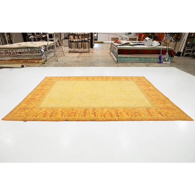 Orange 9 X 12 Handmade Modern Tibetan Wool & Silk Rug in Warm Golden With Traditional Deisgn For Sale - Image 8 of 10