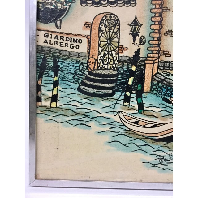 1950s Vintage Italian Seaside Oil Painting For Sale - Image 4 of 13