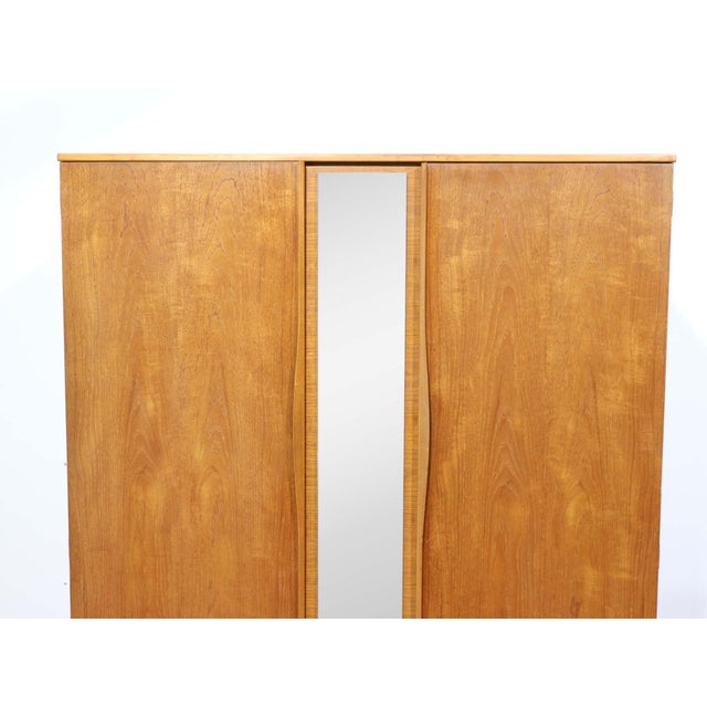 Mid Century Modern Vintage Teak Armoire Wardrobe With Mirror by Austinsuite Danish Style For Sale - Image 9 of 11