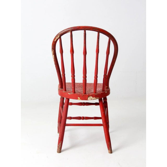 Farmhouse Antique Red Spindle Back Chair For Sale - Image 3 of 12