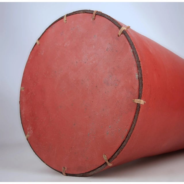 Mid-20th Century Modern French Red Leather Cylindrical Umbrella Stand by Hermès Paris For Sale - Image 9 of 12