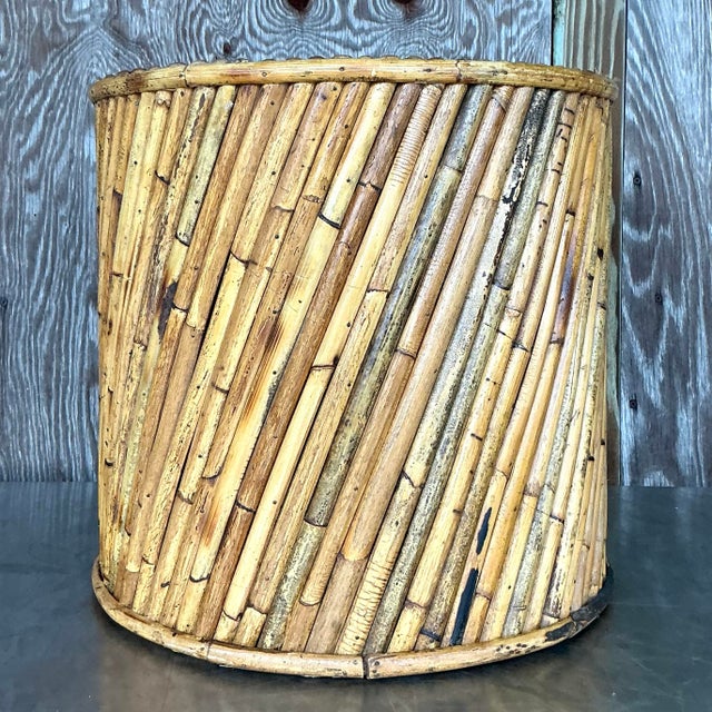 Vintage Coastal Split Reed Side Table For Sale In West Palm - Image 6 of 7