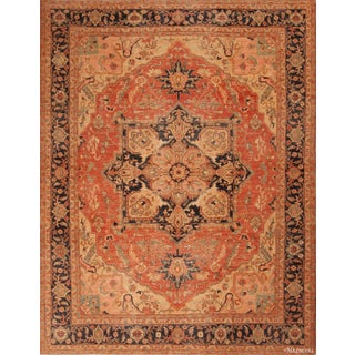 Classic Persian Heriz Medallion Design Modern Room Size Rug For Sale
