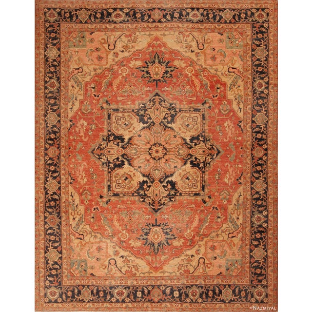 Classic Persian Heriz Medallion Design Modern Room Size Rug For Sale