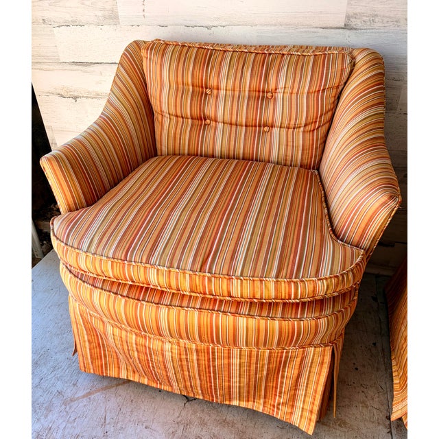 Vintage Mid Century Modern Stripe Arm Chairs For Sale - Image 4 of 9