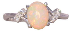 The Greater Sudbury: Natural Opal and Diamond Ring in White Gold