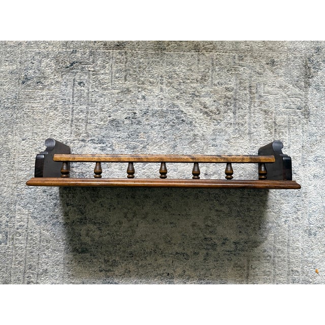 Farmhouse Vintage Ethan Allen Heirloom Wood Gallery Wall Shelf Spindle Rail Plate Rack For Sale - Image 3 of 11