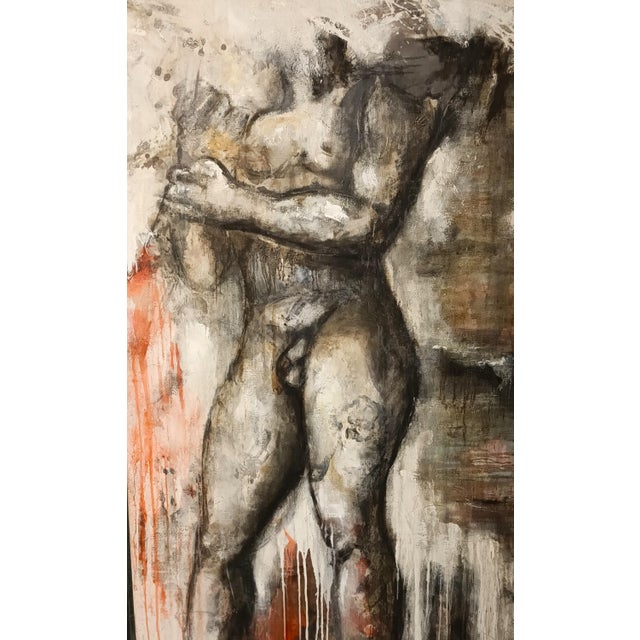 Pair of Abstract Figurative Nude, 1960, Oil on Canvas For Sale - Image 6 of 10