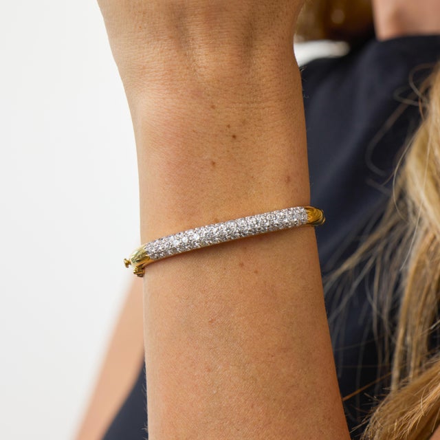 David Webb 2.50 Carat Diamond Platinum and 18k Yellow Gold Bracelet For Sale - Image 4 of 5